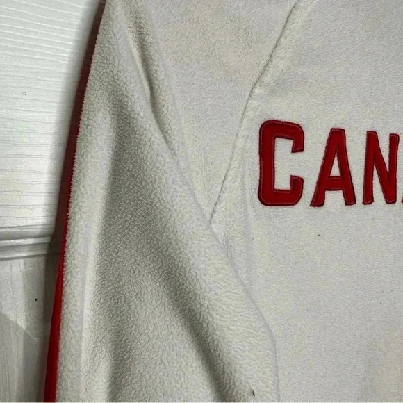 Adidas Training Jacket Canada Olympics Fleece White & Red Size Medium - Picture 10 of 16